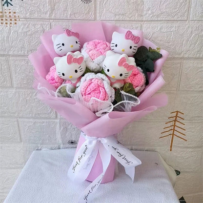 Hello Kitty Cartoon Plush Bouquet  Anime Rose Flowers Doll Home Wedding Decoration Christmas Valentine's Day Gift My Store