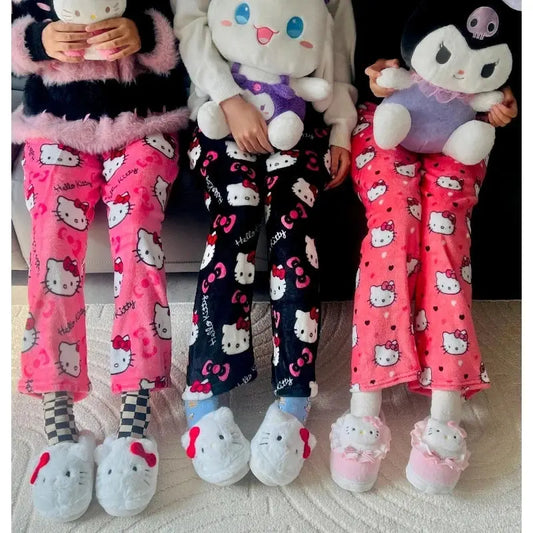 2026 New Hello Kitty Pajamas Pants Anime Women's Pajama Pants Cartoon Couple Home Sleepwear Trousers Leisure Home Clothing My Store