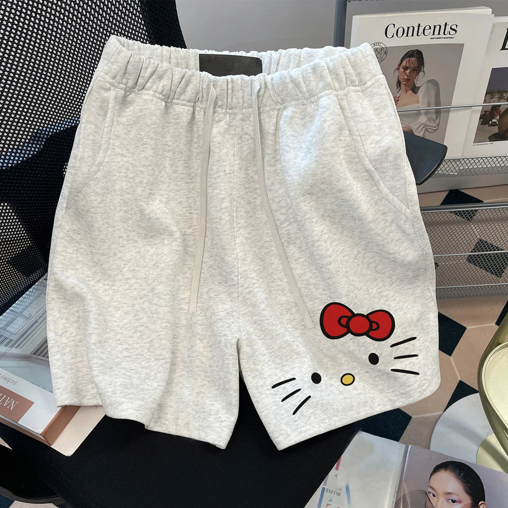New Men's Hello Kitty Printed Shorts Women's Sports Cotton Shorts Summer Loose Jogging Five-point Pants Breathable Gym  Shorts My Store