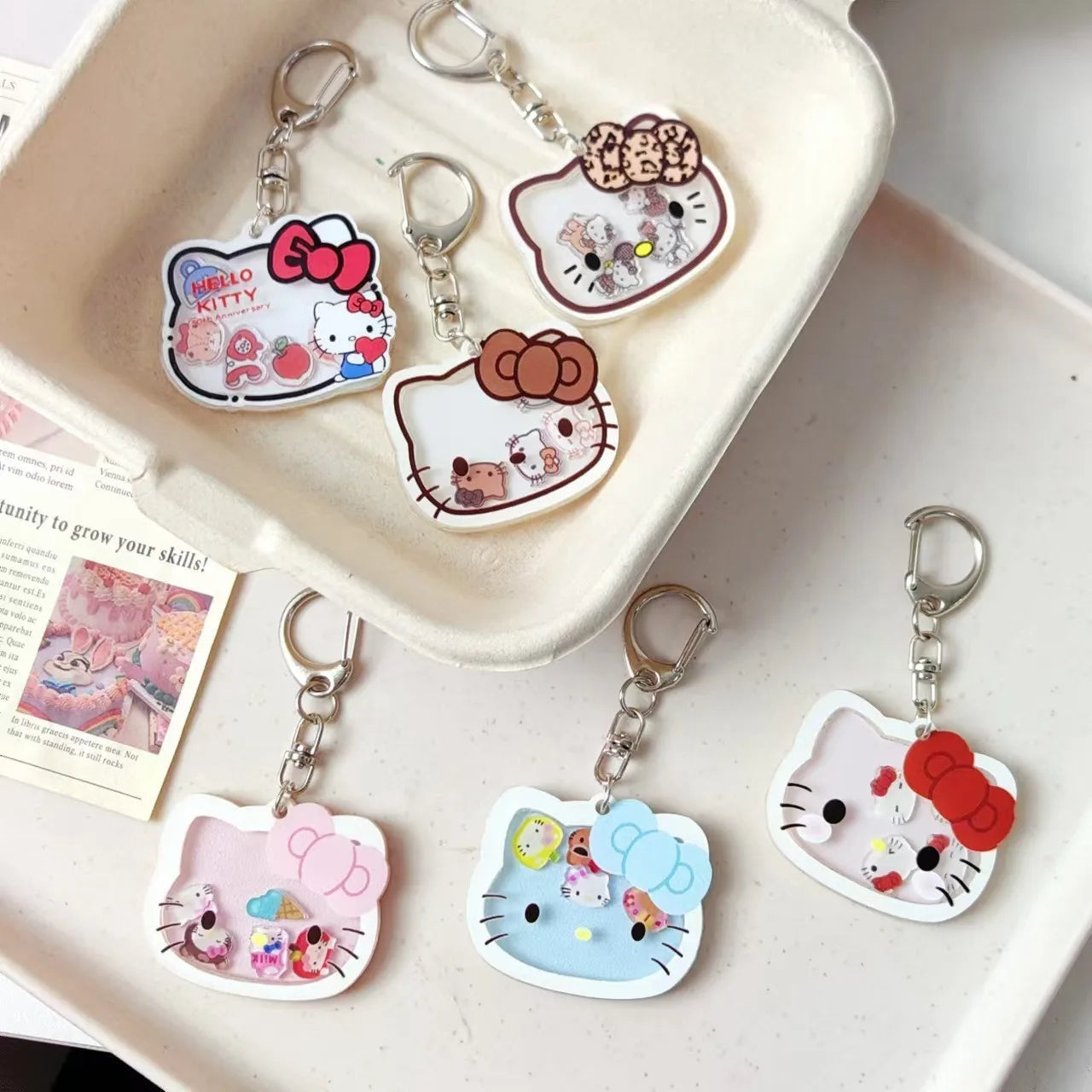 Sanrio Hello Kitty Acrylic Shaker Keychain Kawaii Shake Charm Bag Accessory For Women Girls Teens & Students Gift My Store