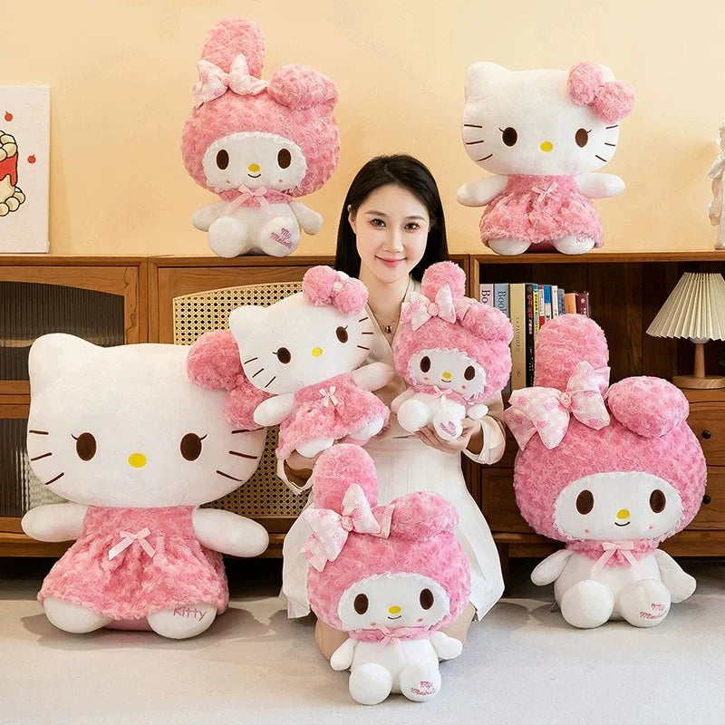 60CM Anime Sanrio Hello Kitty My Melody Rose Series Cartoon Plush Doll PP Cotton Filled Pillow Kawaii Sofa Ornament Holiday Gift My Store