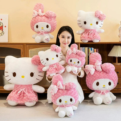 60CM Anime Sanrio Hello Kitty My Melody Rose Series Cartoon Plush Doll PP Cotton Filled Pillow Kawaii Sofa Ornament Holiday Gift My Store