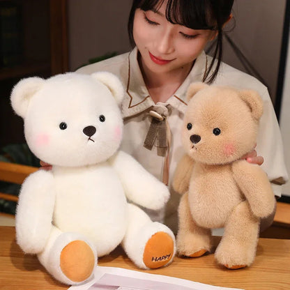 For 30cm Plush Toys Birthday Gift for Girls Kids Bear with Movable Limbs and Head Soft Bear White Brown Comfortable My Store