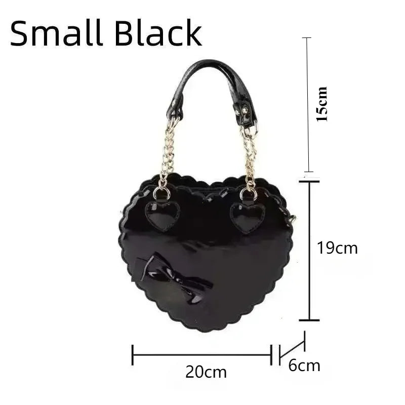 Japanese Lolita Handbag Bow-knot Cookie Heart-shaped Shoulder Bag Highquality Pu Zipper Wallet Brand Design Simple Crossbody Bag My Store