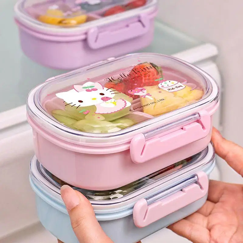 580Ml Sanrio Bento Box Kawaii Hello Kitty Cinnamoroll Kuromi Large Capacity Student Portable Separated Fruit Preservation Box My Store