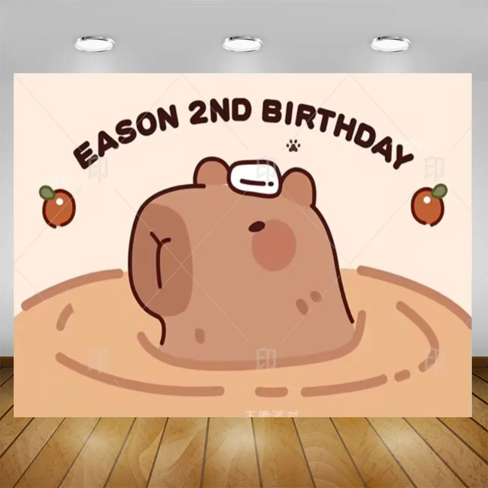 Cartoon cute capybara good luck photography background customizable children's first birthday decoration photo studiophoto props My Store