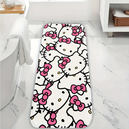 For Hello Kitty & Melody Cartoon Character Washable Flannel Rug - Non-Slip, Cute Pattern for Door Mat, Living Room, Bedroom, B My Store