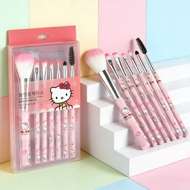 7Pcs Hello Kitty Makeup Brush Set Cute Cartoon Beauty Tools Eyeshadow Blush Eyebrow Brush Kit Girl Gifts My Store