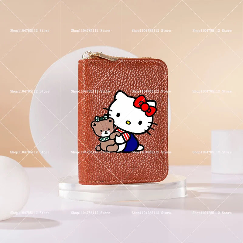 Hello Kitty Short Coin Purse with Card Slots Zipper Wallet Large Capacity Multiple Colors Credit Card Holder Coin Packet Gift My Store