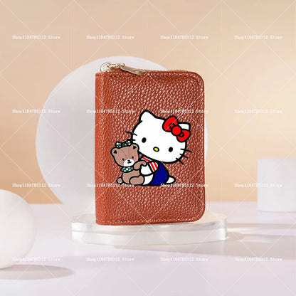 Hello Kitty Short Coin Purse with Card Slots Zipper Wallet Large Capacity Multiple Colors Credit Card Holder Coin Packet Gift My Store