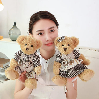 2pcs/lot 26cm Lovely Couple Teddy Bear Peluche Toys Kawaii Dress Bear Dolls Stuffed Soft Toy for Girls Baby Girlfriend Gifts My Store