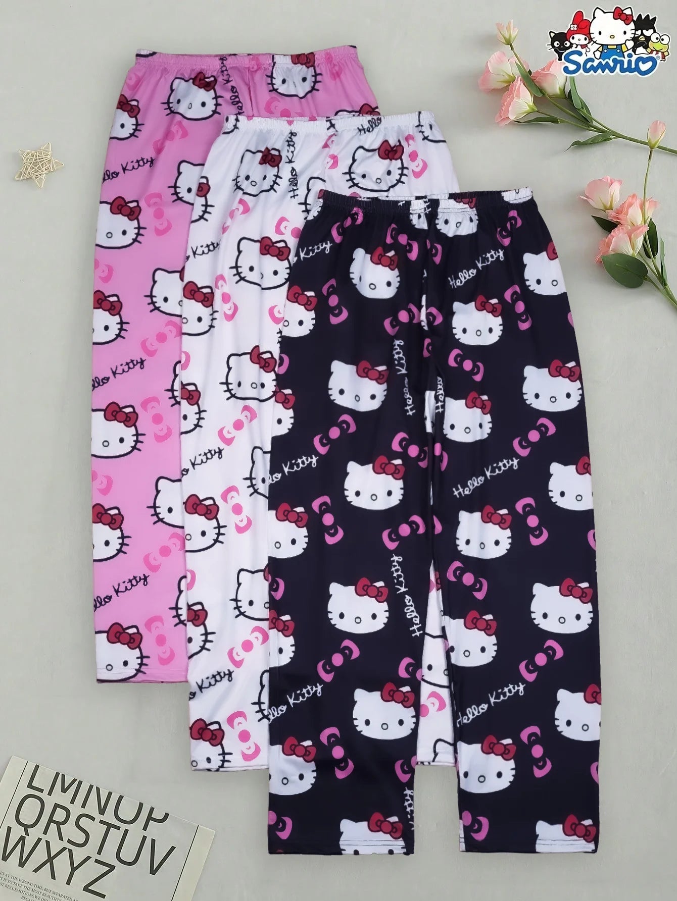 [Hello Kitty Pajama Pants] 3pcs Sanrio Hello Kitty Women's Pajama Pants | Anime Cartoon Couple Sleepwear Trousers, Leisure Home My Store