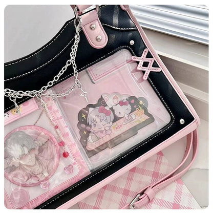 Y2K Cute Ita Bag Girl Transparent Messenger Bag Women's Fashion Shoulder Crossbody Bag Ladys DIY Display Tote Bag Lolita Handbag My Store