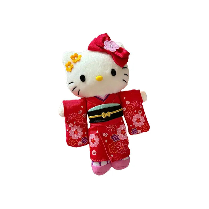Cute Hello Kitty Plush Keychain KT Cat Kimono Style Stuffed Toys Kawaii Backpack Doll Pendant Dopamine Plushie Girl Perfect Gift My Store