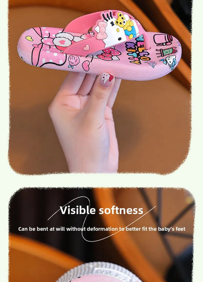 Hellokittys Sanrios Slippers Girl Summer Fashion Kawaii Cartoon Wearing Outside Fashion Cartoon Flip Flops Leisure Anime Figure My Store