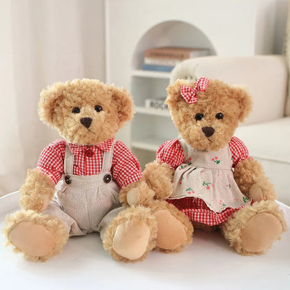 2pcs/lot 26cm Lovely Couple Teddy Bear Peluche Toys Kawaii Dress Bear Dolls Stuffed Soft Toy for Girls Baby Girlfriend Gifts My Store