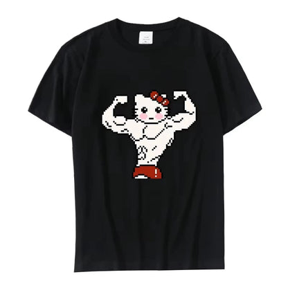 Summer Black and White Hello Kitty and Friends Pattern T-Shirt  Anime Cinnamon Roll Muscle Print Cartoon Top Cotton Short Sleeve My Store