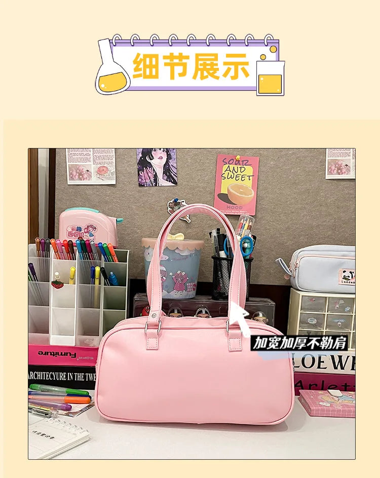 New Niche Design Women's Bow Harajuku Cute Ita Bag JK Uniform Ulzzang Shoulder Bag for Girls Y2K Cartoon Handle Bag My Store