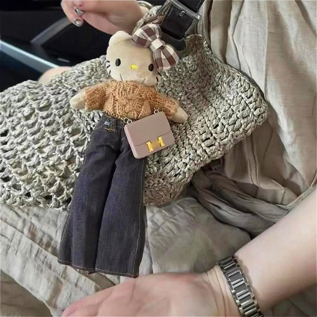 New Sanrio Plush Pendant Hello Kitty Long Leg Series Autumn/Winter Cute Bag Pendant Car Hanger Keychain Best Friend Gift My Store