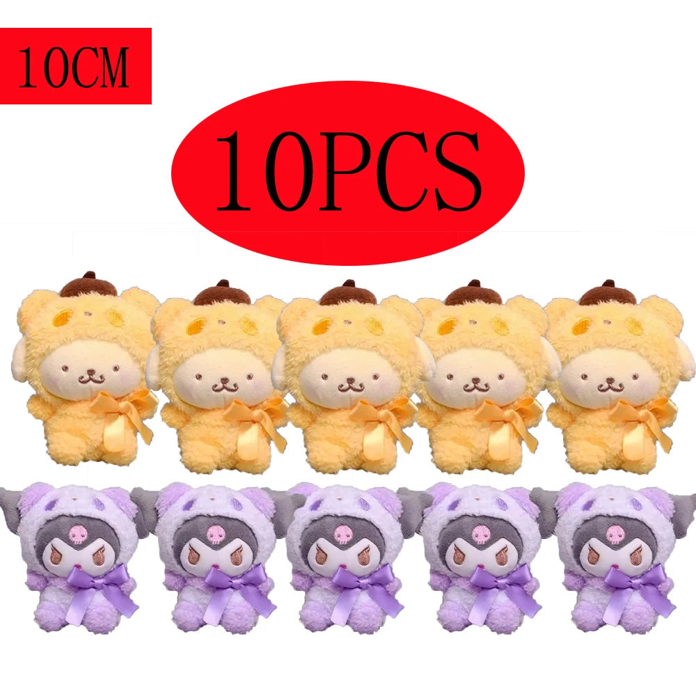10pcs Sanrio Keychain Plush Anime Kuromi Doll Keyring Hello Kitty Plushie Cinnamoroll KeyChains Bag Pendant Toy Gift for Girls My Store