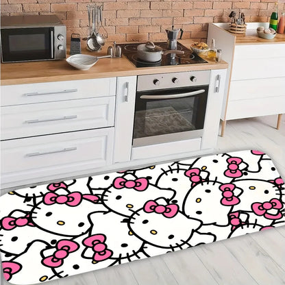 For Hello Kitty & Melody Cartoon Character Washable Flannel Rug - Non-Slip, Cute Pattern for Door Mat, Living Room, Bedroom, B My Store